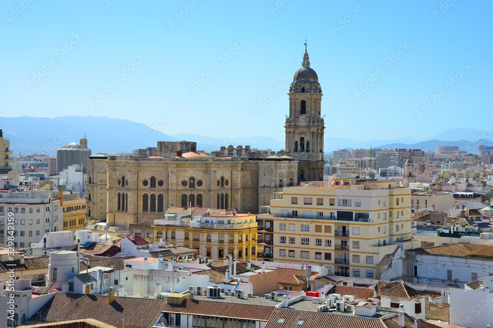 Malaga, Spain - March 4, 2020: Cathedral of the Incarnation of Malaga.