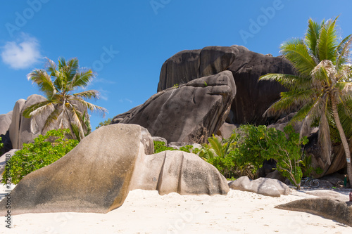 Huge rocks on the beach photo