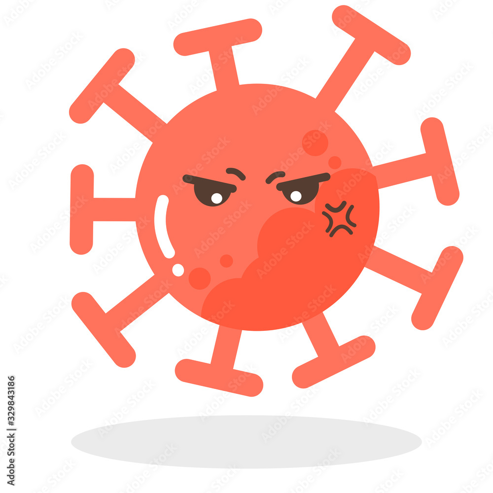 Vector set of cartoon red emoticons face covid-19, emoji angry face of corona virus, Corona Virus cartoon characters - dust floating isolated on white background 