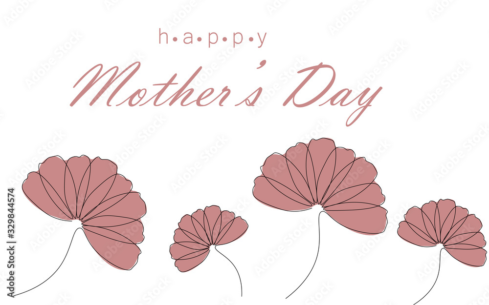 Obraz Mom day greeting card with flowers pink design vector illustration.