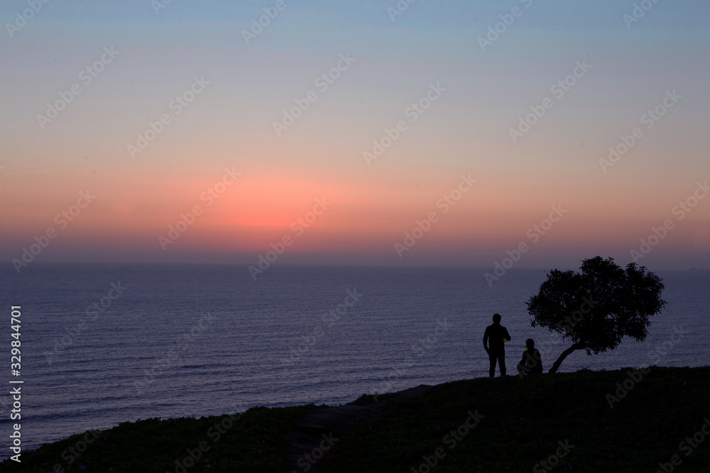 Sunset coast Miraflores Lima Peru
