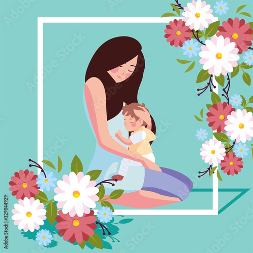 woman and son  card of the mother day