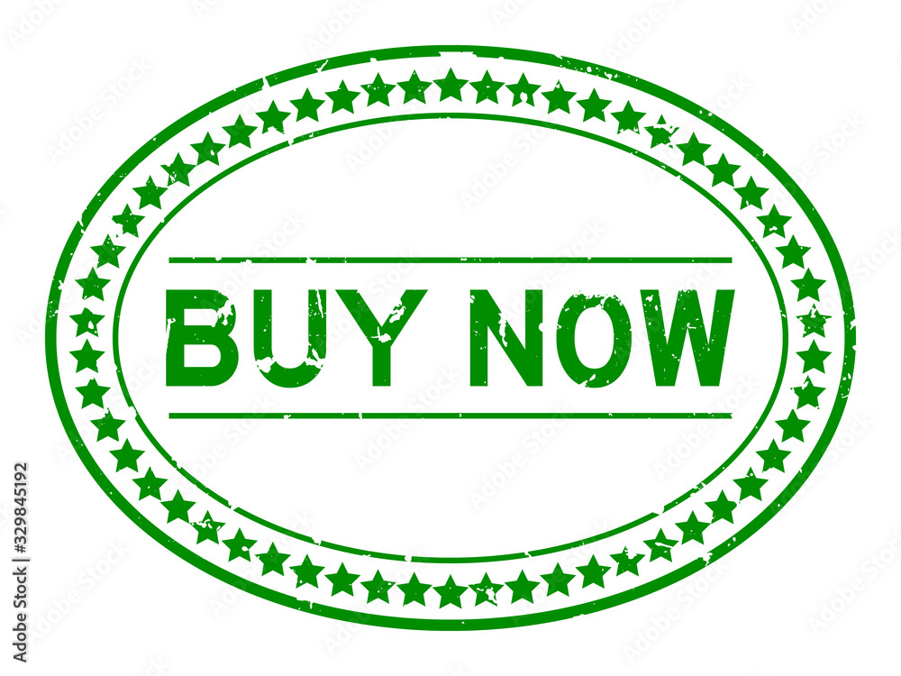 Grunge green buy now word oval rubber seal stamp on white background Grunge green buy now word oval rubber seal stamp on white background