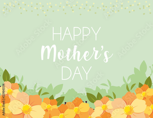 beautiful greeting card with label happy mothers day
