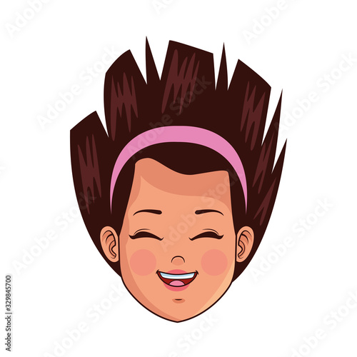 happy little girl head avatar character