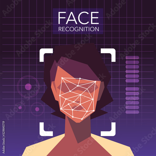 facial recognition technology, woman face identity verification
