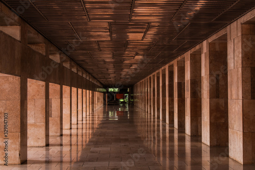 A modern style colonnade in Masjid Istiqlal (Independence Mosque), Jakarta, Indonesia © Walter_D