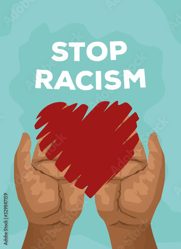 interracial hands with heart stop racism campaign