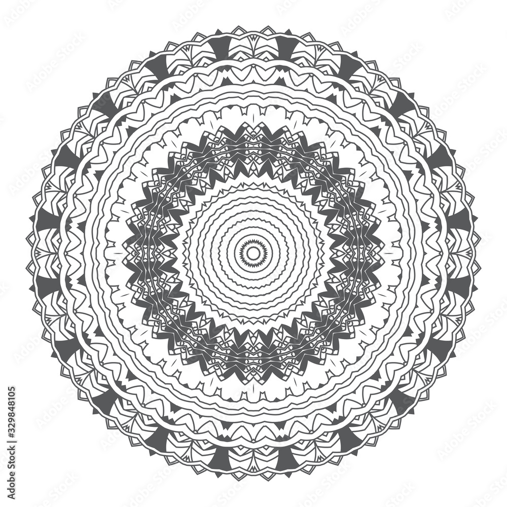 Round floral ornament on white background