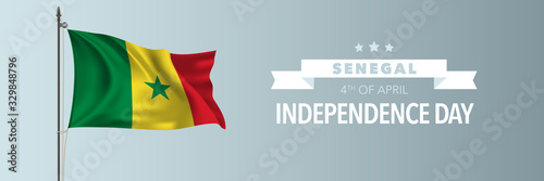 Senegal happy independence day greeting card, banner vector illustration