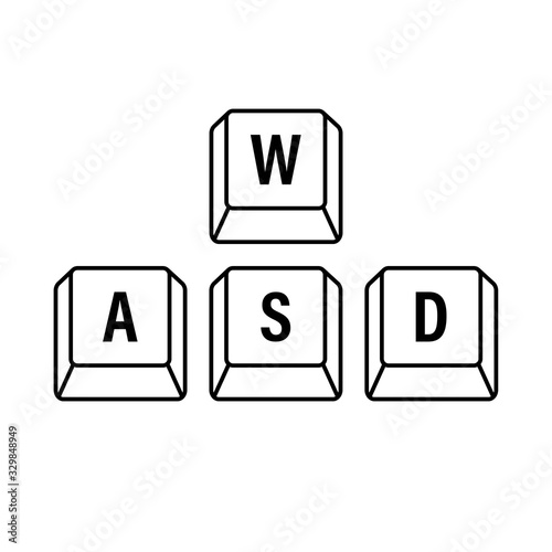 WASD computer keyboard buttons. Desktop interface. Web icon. Gaming and cybersport. Vector stock illustration. photo