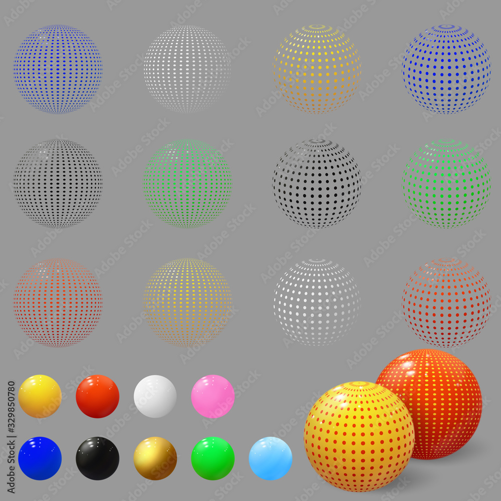 Realistic 3d spheres. Set of bubbles. Textured ball