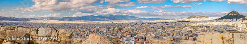 Aerial view over the Athens city  taken from Acropolis