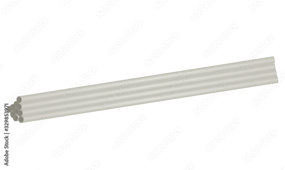 Aluminium pipe tubes set. vector illustration Aluminium pipe tubes set. vector illustration