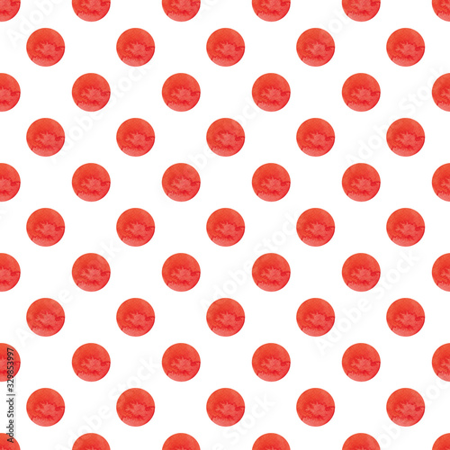 Seamless pattern of watercolor red circles. Use for menus, birthdays, weddings and invitations