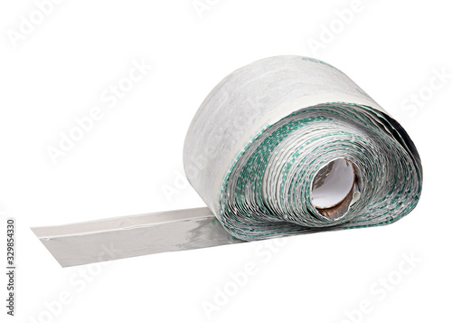 Wrapping waterproofingtape constructiont tape in roll isolated on white background photo