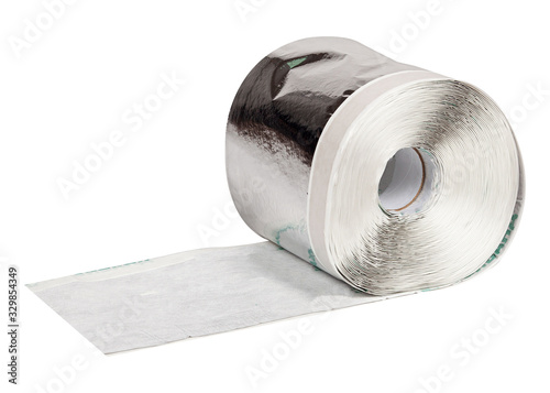 Wrapping waterproofingtape constructiont tape in roll isolated on white background photo