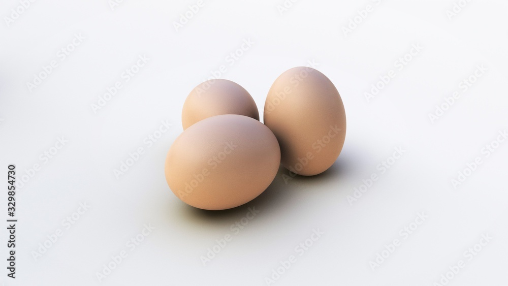 Eggs isolated on white background. 3D-rendering. Eggs isolated on white background. 3D-rendering.