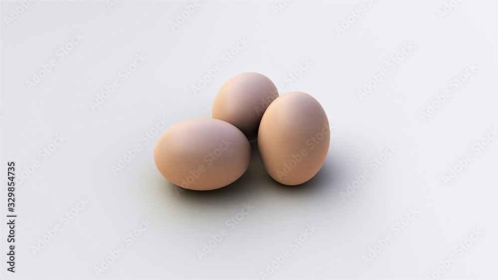 Eggs isolated on white background. 3D-rendering. Eggs isolated on white background. 3D-rendering.