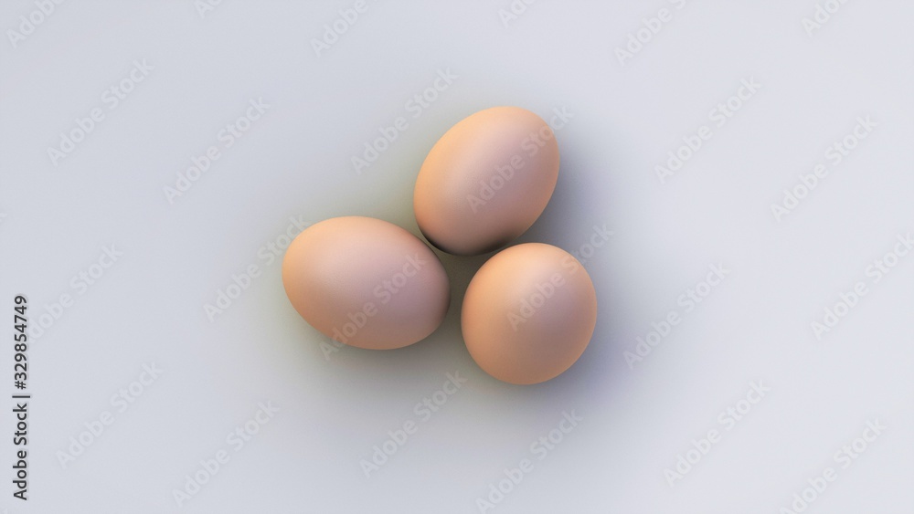 Eggs isolated on white background. 3D-rendering. Eggs isolated on white background. 3D-rendering.