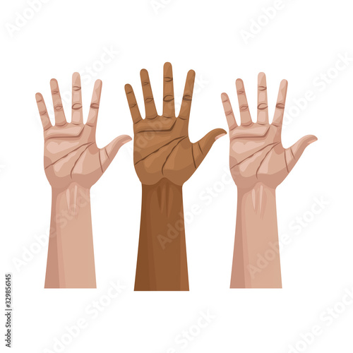 interracial hands human up isolated icon