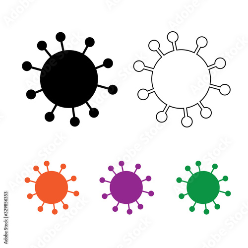 Simple virus icon in different colors. Painted and oultined