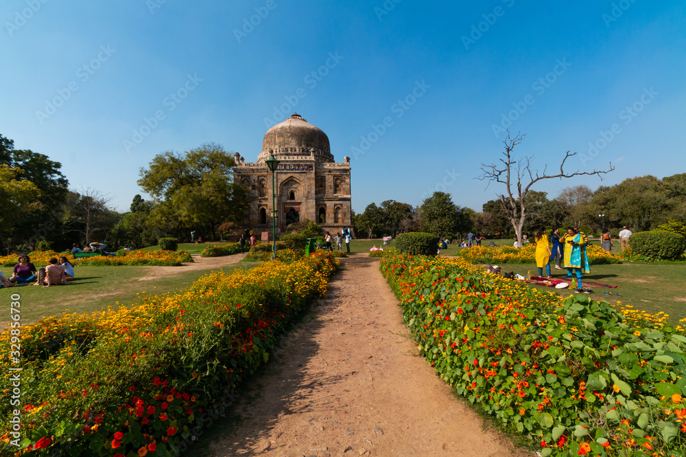 Panoramic view of Shisha Gumbad, Lodhi Garden, New Delhi, India