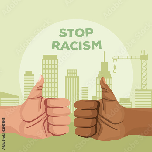 interracial hands like stop racism campaign