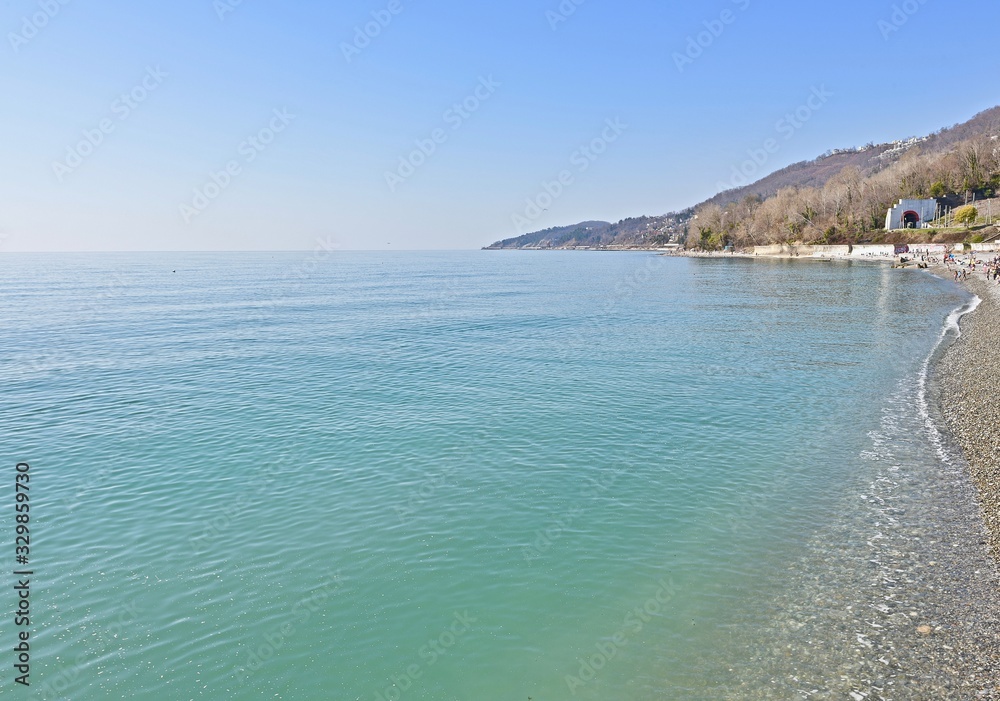 landscape of the south sea coast in spring