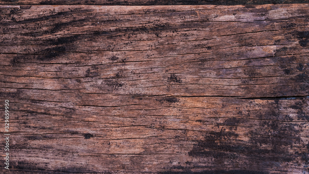 Fototapeta premium Dark rustic wood texture with natural lines. Rough panel surface for vintage theme backdrop design.