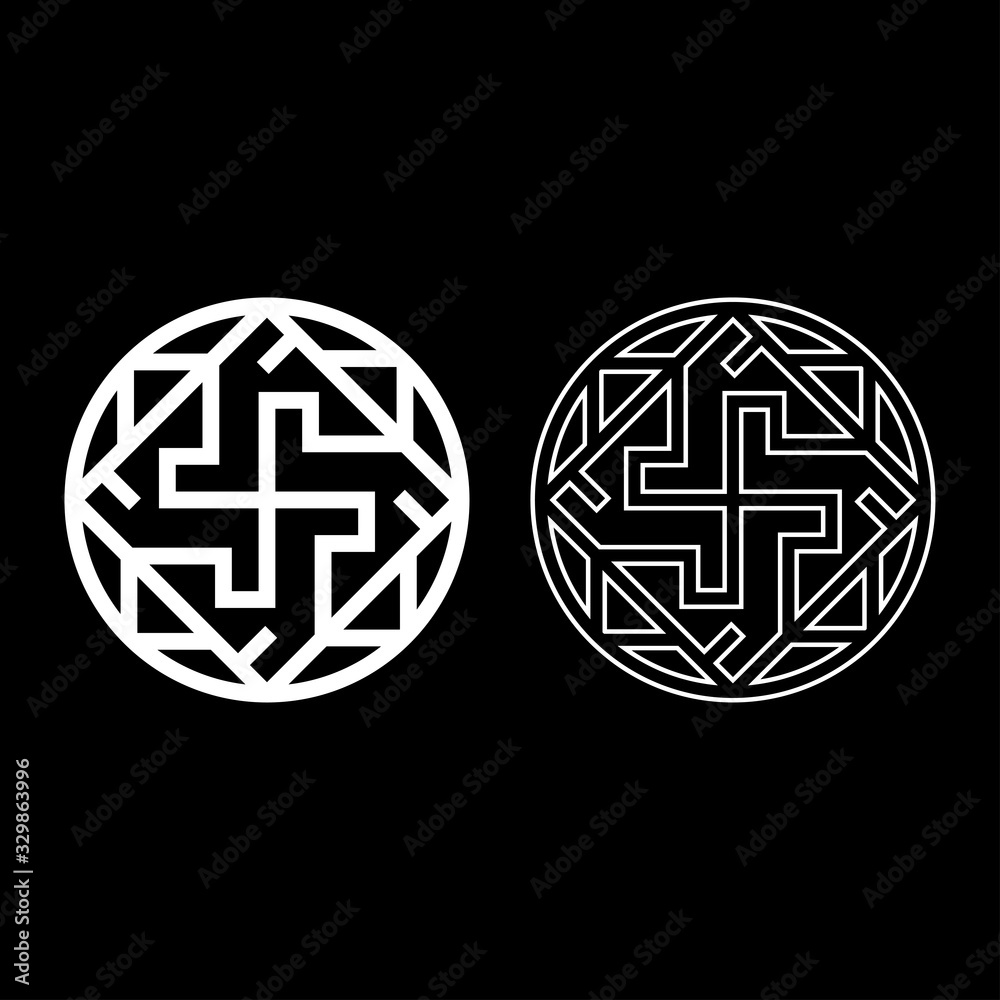 Valkyrie Varangian sign Valkiriya slavic symbol icon outline set white ...