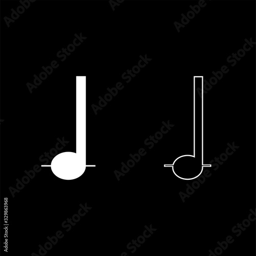 Note to quarter icon outline set white color vector illustration flat style image