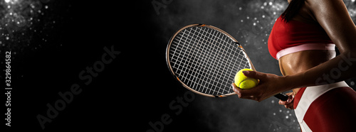 Female tennis player. Sports banner