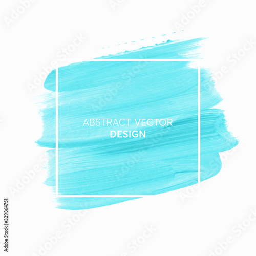 Aqua blue brush paint stroke abstract background vector. Perfect watercolor design for headline, logo and sale banner. 