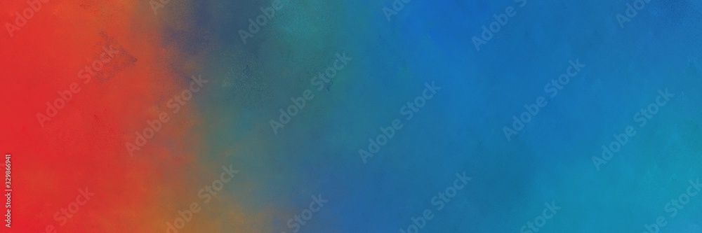 abstract painting background graphic with moderate red and teal blue colors and space for text or image. can be used as horizontal background graphic