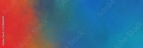 abstract painting background graphic with moderate red and teal blue colors and space for text or image. can be used as horizontal background graphic