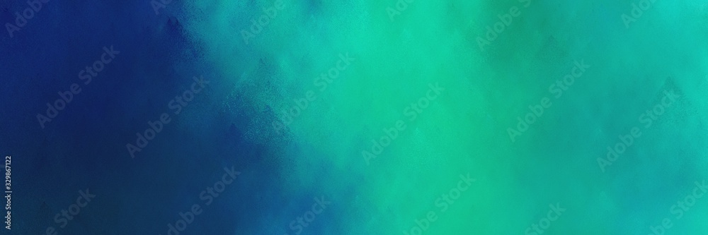 light sea green, midnight blue and teal colored vintage abstract painted background with space for text or image. can be used as horizontal header or banner orientation
