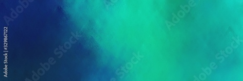 light sea green, midnight blue and teal colored vintage abstract painted background with space for text or image. can be used as horizontal header or banner orientation