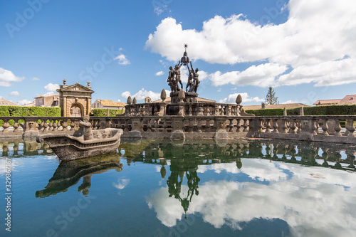 Schilderij op canvas The Fountain of four Moors in Villa Lante, Villa Lante is a Mannerist garden of