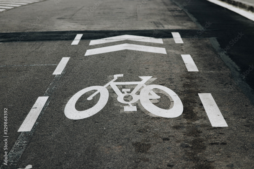 Obraz premium bicycle road sign in the midle of the road