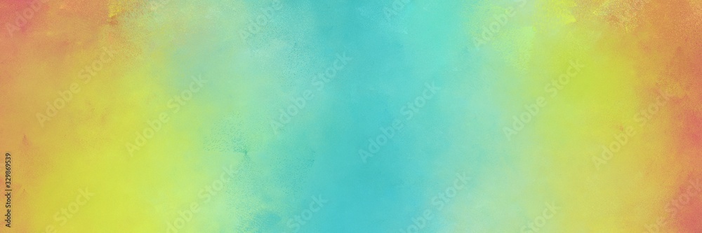 abstract painting background graphic with dark khaki, medium turquoise and medium aqua marine colors and space for text or image. can be used as horizontal background texture