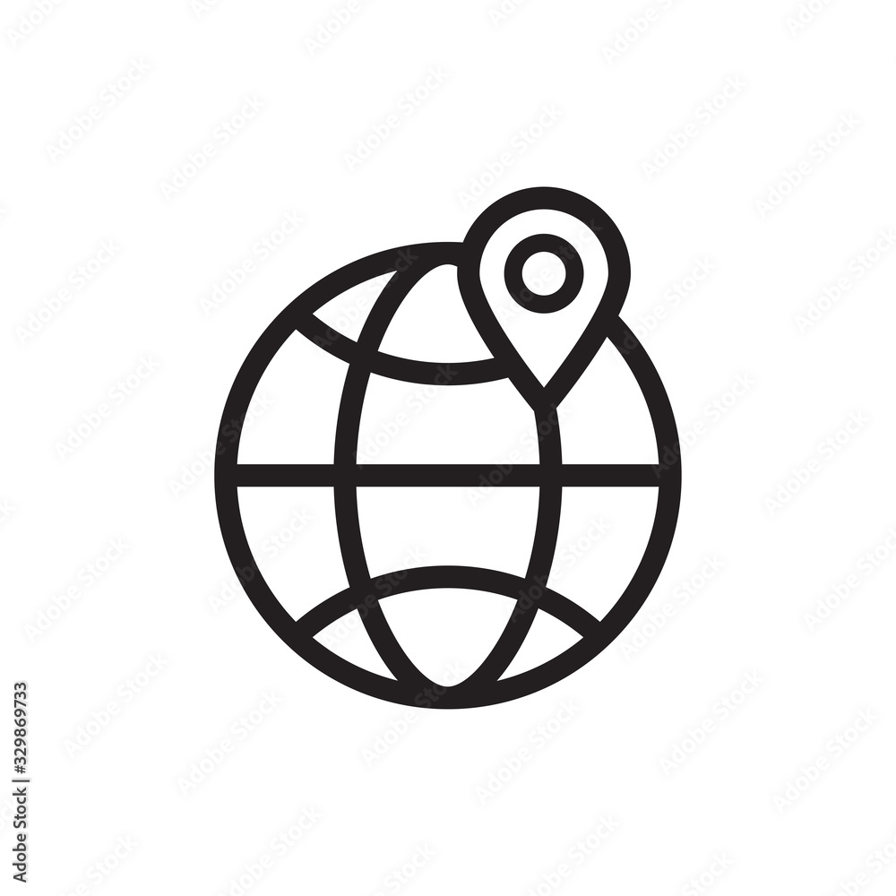 globe icon with map pin icon in trendy flat style globe icon with map pin icon in trendy flat style