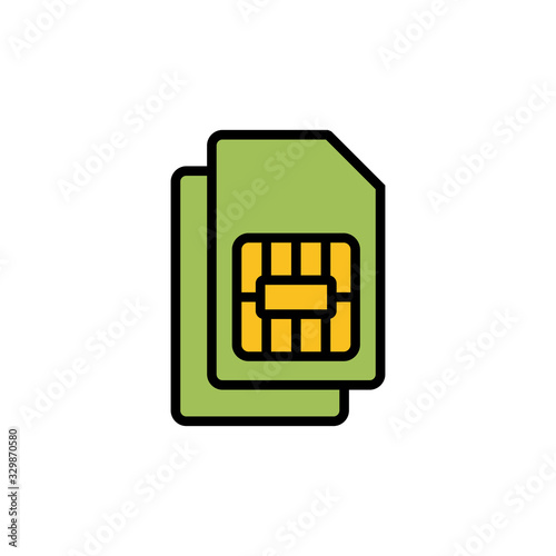Dual Sim card icon vector isolated on white background. Mobile slot icon. Mobile cellular phone sim card chip.