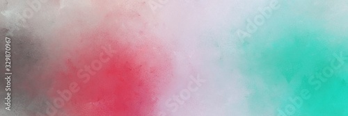 Fototapeta abstract painting background graphic with silver, medium turquoise and moderate red colors and space for text or image. can be used as horizontal background texture
