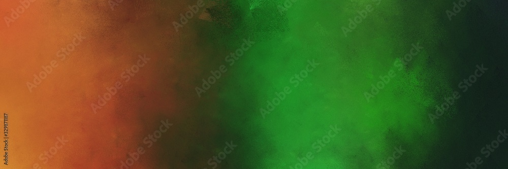 vintage abstract painted background with coffee, very dark green and forest green colors and space for text or image. can be used as horizontal header or banner orientation