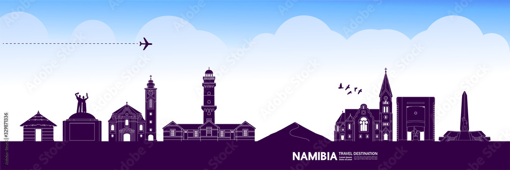 Namibia travel destination grand vector illustration. 