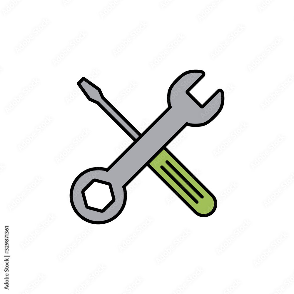 Repair icon isolated on white background. Wrench and screwdriver icon. Settings vector icon. Maintenance Repair icon isolated on white background. Wrench and screwdriver icon. Settings vector icon. Maintenance