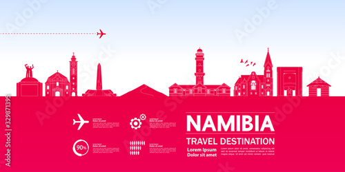 Namibia travel destination grand vector illustration. 