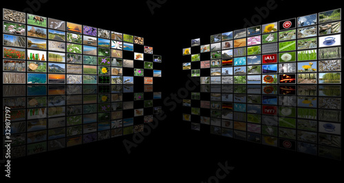 Valokuva Internet and television concept background, photography collage