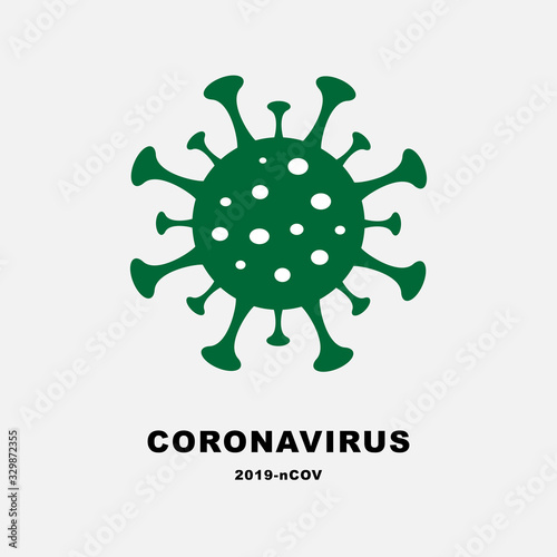 Corona Virus, Covit 19, 2019-nCOV, Green Icon isolated on white background., Vector Illustration, 